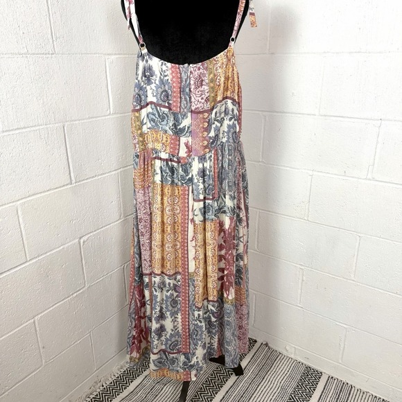 Lane Bryant Patchwork Midi Sundress Lined Pink Floral Boho Cottage Peasant SZ 18 - Picture 8 of 14